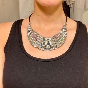 Boho tribal statement necklace